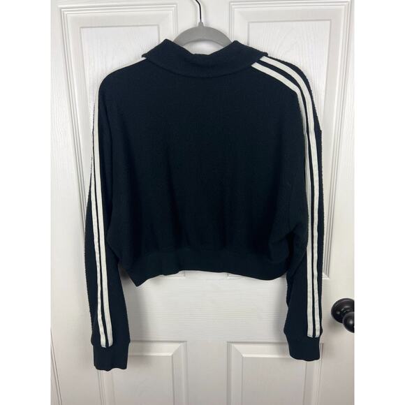 Victoria's Secret PINK Black Reverse Fleece Cropped Polo Sweatshirt Women's Med. - Picture 7 of 7